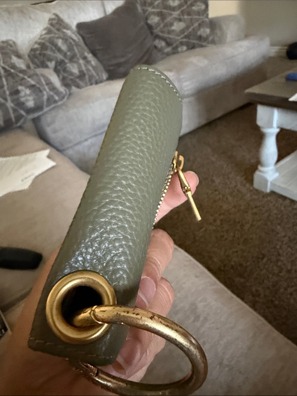 Alf the label Elsie Card Wallet (Pebbled Leather) Olive Green Compact Wallet - Picture 12 of 12